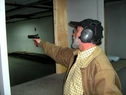 Bob in the indoor pistol range